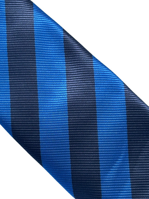 navy tie with royal mid blue barber stripe